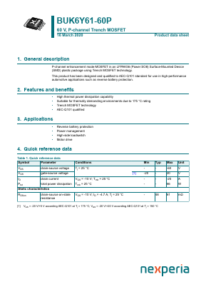 BUK6Y61-60P Datasheet PDF Nexperia B.V. All rights reserved