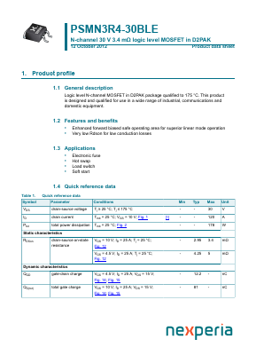 PSMN3R4-30BLE Datasheet PDF Nexperia B.V. All rights reserved