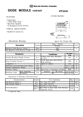 PT1018 Datasheet PDF Nihon Inter Electronics