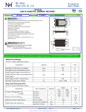 SP10L60 Datasheet PDF Dongguan City Niuhang Electronics Co.LTD