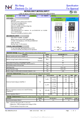 MCR20L300CT Datasheet PDF Dongguan City Niuhang Electronics Co.LTD