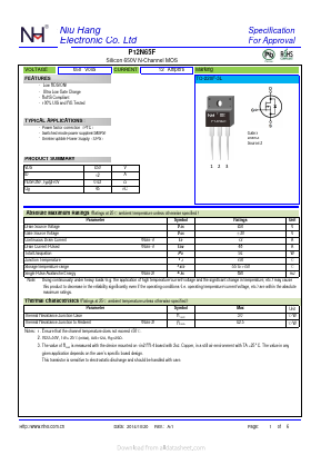 P12N65F Datasheet PDF Dongguan City Niuhang Electronics Co.LTD