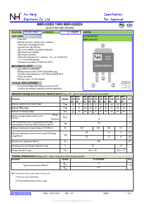 MBR10200DS Datasheet PDF Dongguan City Niuhang Electronics Co.LTD