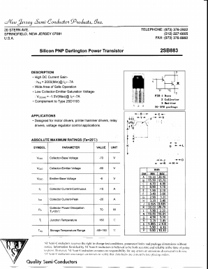 B883 Datasheet PDF New Jersey Semiconductor