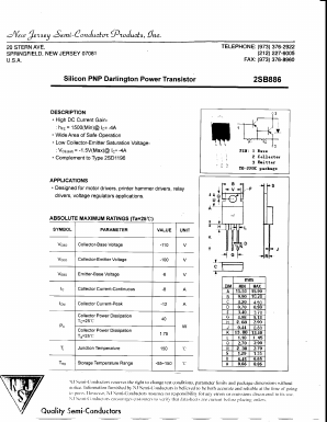 2SB886 Datasheet PDF New Jersey Semiconductor