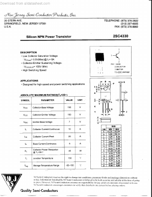 2SC4330 Datasheet PDF New Jersey Semiconductor