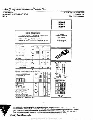 BD187 Datasheet PDF New Jersey Semiconductor