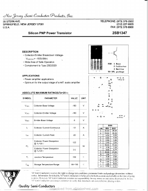 B1347 Datasheet PDF New Jersey Semiconductor