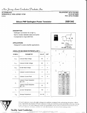 2SB1342 Datasheet PDF New Jersey Semiconductor