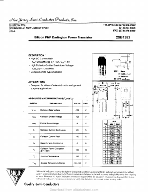 2SB1383 Datasheet PDF New Jersey Semiconductor