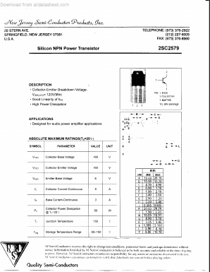 C2579 Datasheet PDF New Jersey Semiconductor