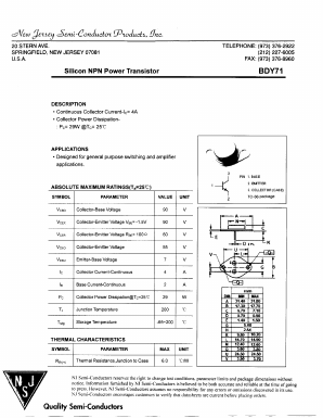 BDY71 Datasheet PDF New Jersey Semiconductor