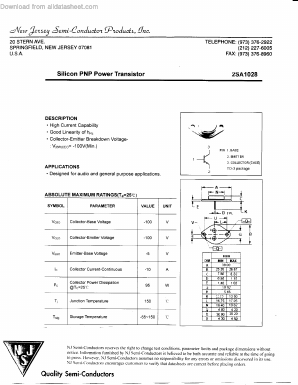 2SA1028 Datasheet PDF New Jersey Semiconductor