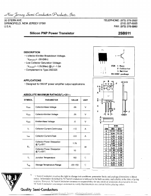 B511 Datasheet PDF New Jersey Semiconductor