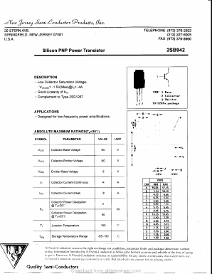 B942 Datasheet PDF New Jersey Semiconductor