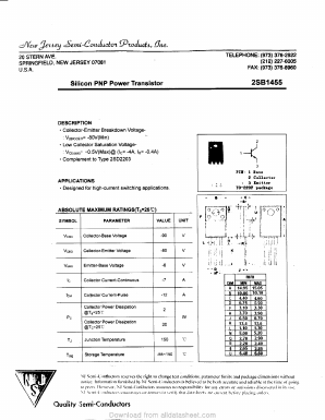 2SB1455 Datasheet PDF New Jersey Semiconductor