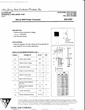 2SC3257 Datasheet PDF New Jersey Semiconductor