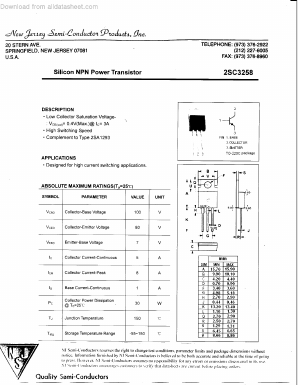 2SC3258 Datasheet PDF New Jersey Semiconductor