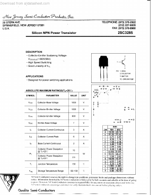 2SC3285 Datasheet PDF New Jersey Semiconductor