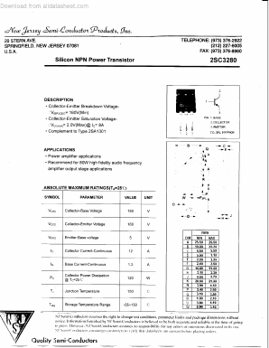 2SC3280 Datasheet PDF New Jersey Semiconductor