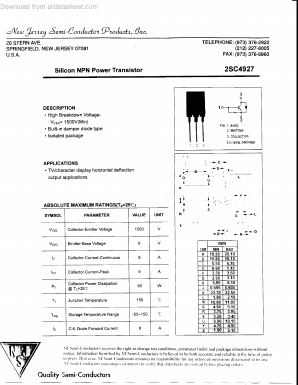2SC4927 Datasheet PDF New Jersey Semiconductor