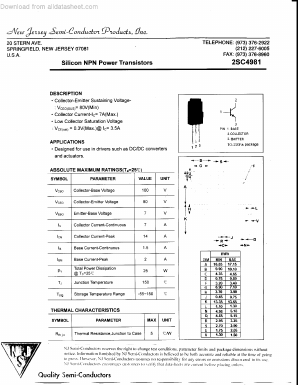 2SC4981 Datasheet PDF New Jersey Semiconductor