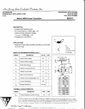 BD311 Datasheet PDF New Jersey Semiconductor