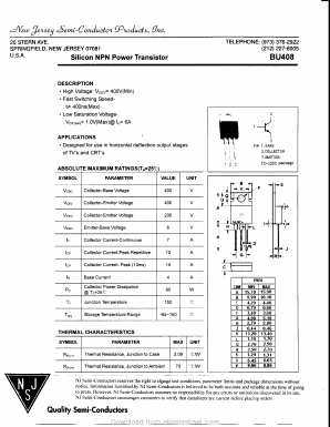 BU408 Datasheet PDF New Jersey Semiconductor