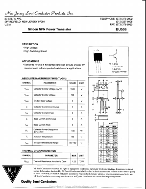 BU506 Datasheet PDF New Jersey Semiconductor