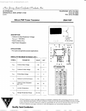 2SA1107 Datasheet PDF New Jersey Semiconductor