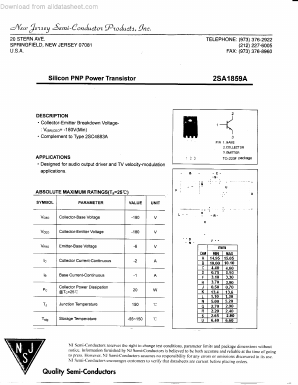 2SA1859A Datasheet PDF New Jersey Semiconductor