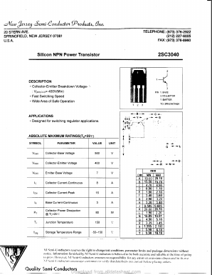 C3040 Datasheet PDF New Jersey Semiconductor