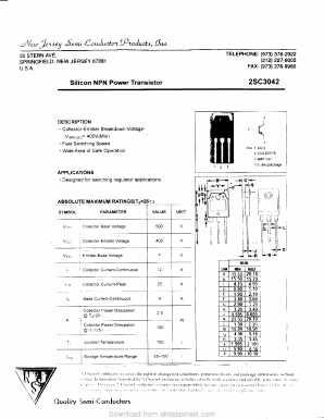 C3042 Datasheet PDF New Jersey Semiconductor