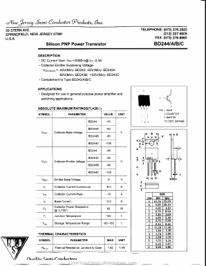 BD244 Datasheet PDF New Jersey Semiconductor