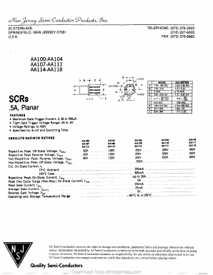 AA101 Datasheet PDF New Jersey Semiconductor