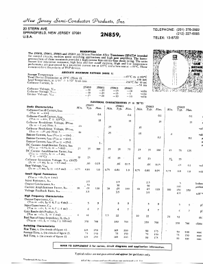 2N859 Datasheet PDF New Jersey Semiconductor