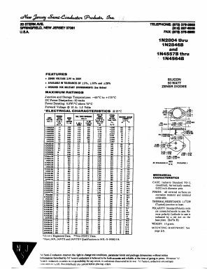 1N2824B Datasheet PDF New Jersey Semiconductor