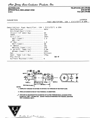 1N3890A Datasheet PDF New Jersey Semiconductor