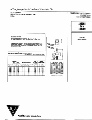 1N4000 Datasheet PDF New Jersey Semiconductor