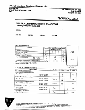 2N1483 Datasheet PDF New Jersey Semiconductor