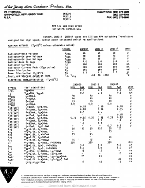 2N3013 Datasheet PDF New Jersey Semiconductor