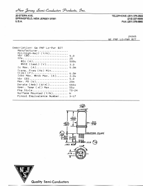 2N345 Datasheet PDF New Jersey Semiconductor