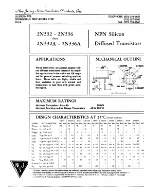 2N336 Datasheet PDF New Jersey Semiconductor