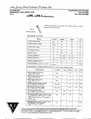 2N398 Datasheet PDF New Jersey Semiconductor