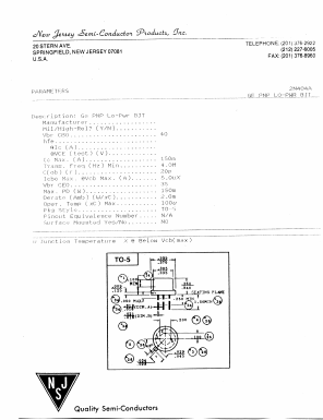 2N404A Datasheet PDF New Jersey Semiconductor