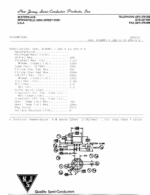 2N4216 Datasheet PDF New Jersey Semiconductor