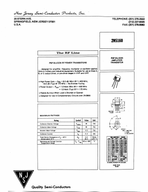 2N5160 Datasheet PDF New Jersey Semiconductor