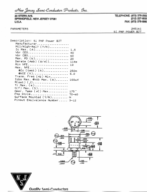 2N5161 Datasheet PDF New Jersey Semiconductor