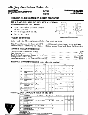 2N5397 Datasheet PDF New Jersey Semiconductor