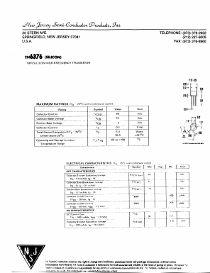 2N6376 Datasheet PDF New Jersey Semiconductor